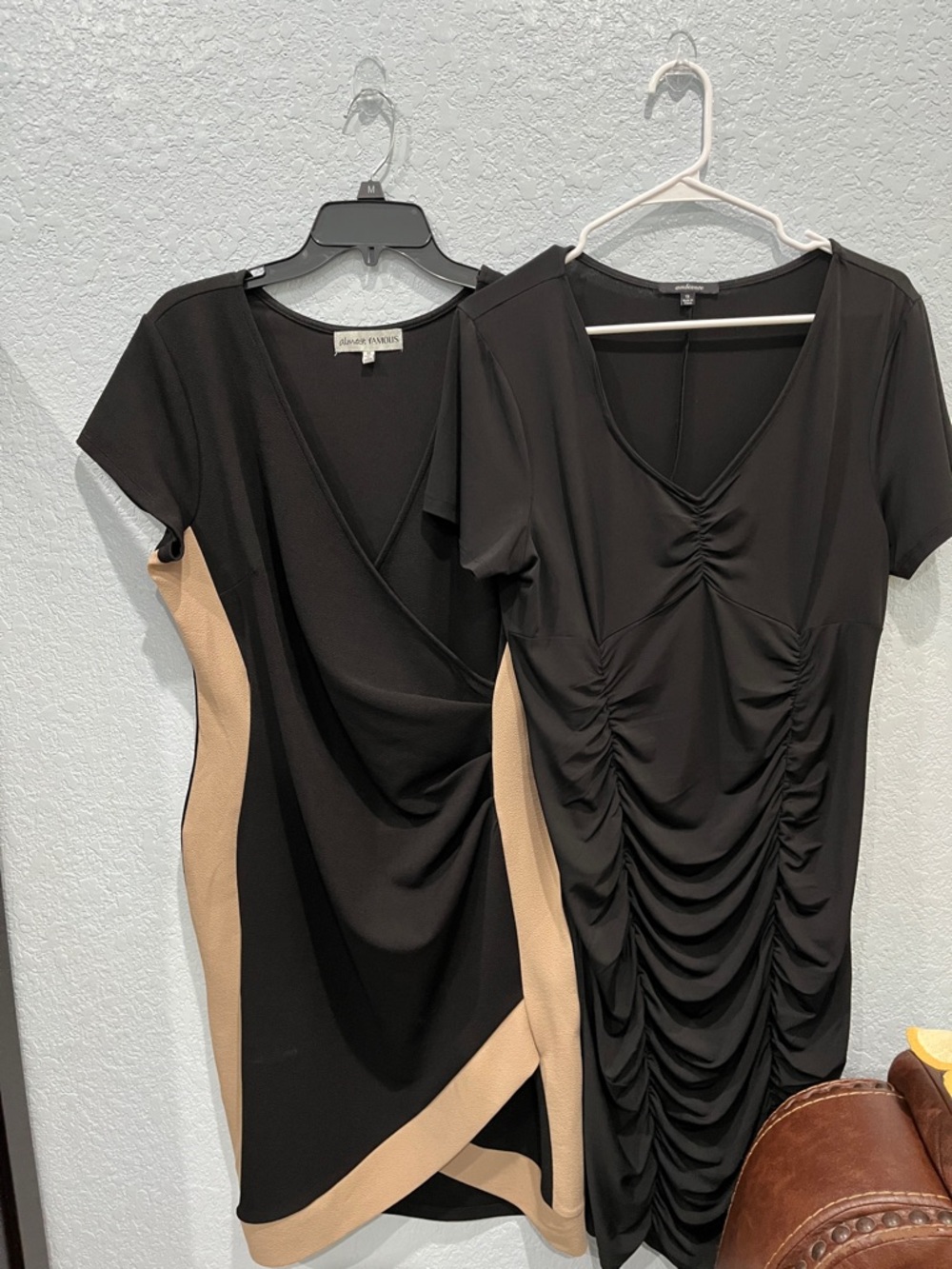 Black Dress with Beige Side Panels, Black Dress Set